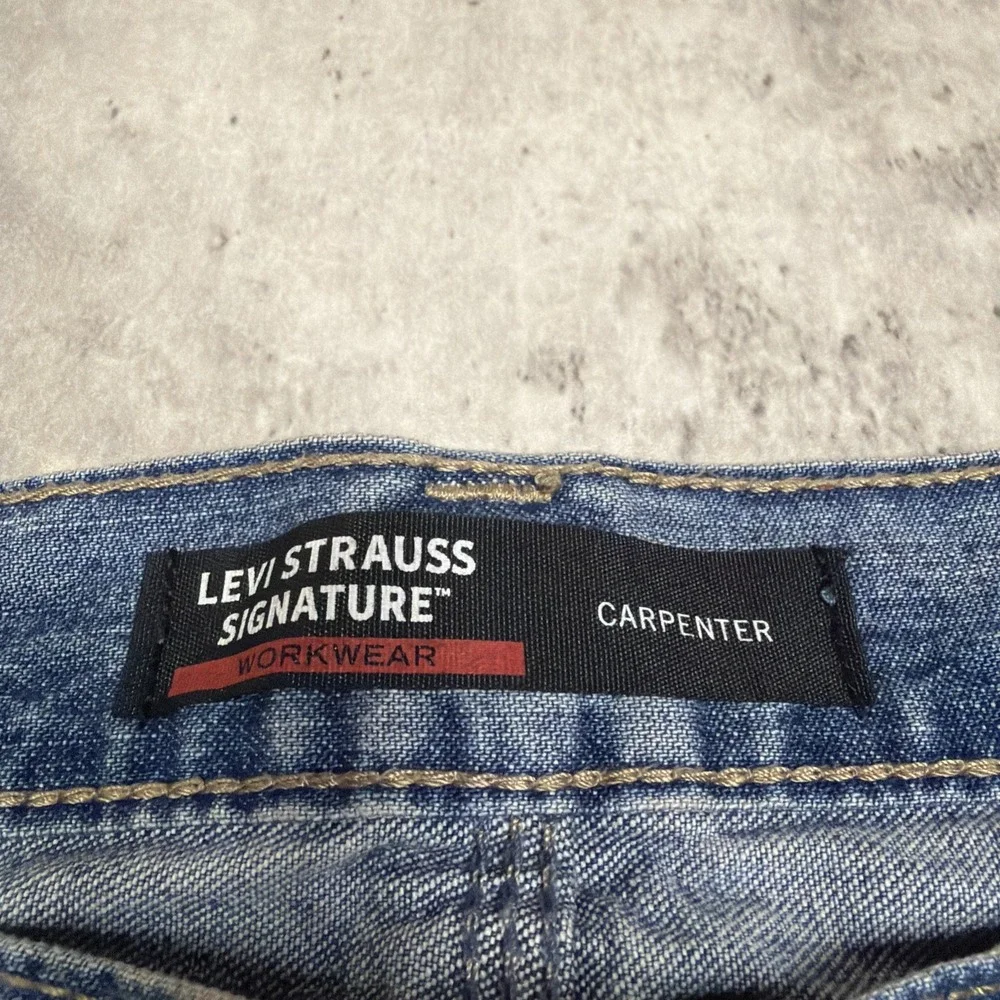 Levi Strauss Signature Workwear Jeans Men 32x30 Blue Denim Carpenter Relaxed USA
